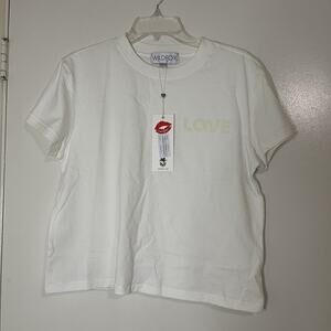 NEW! WILDFOX egoist jaime tee holiday clean white crew neck tshirt small